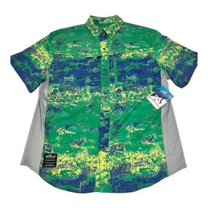 Loco Skailz Mahi Rust Fishing‎ Shirt Mens Size L Short Sleeve Button Front NWT